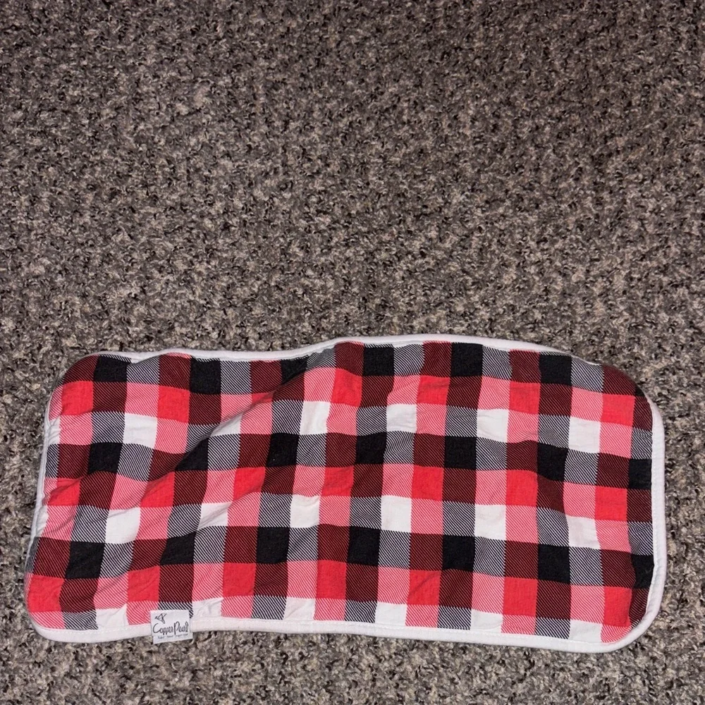 Copper Pearl Red and Black Plaid Burp Cloth